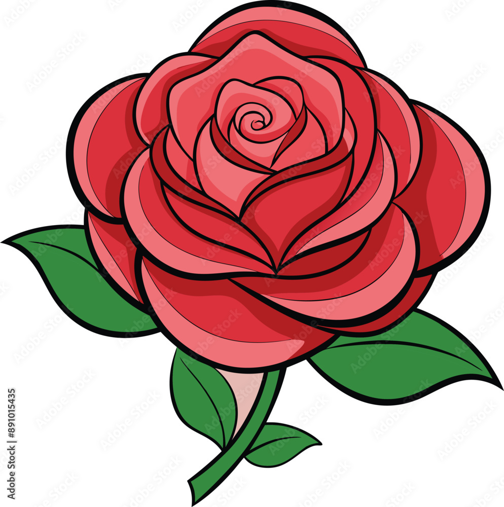 Rose Cartoon Style Vector Illustration Art Rose Cartoon Style Vector Illustration Art