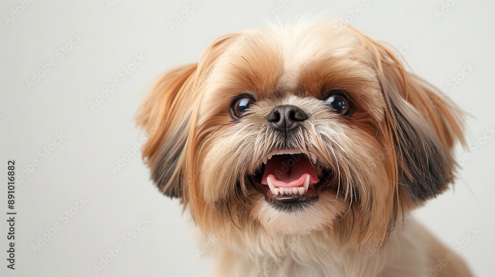 A Shih Tzu with a wide smile, cartoon style, bright and fun, isolated on white background A Shih Tzu with a wide smile, cartoon style, bright and fun, isolated on white background
