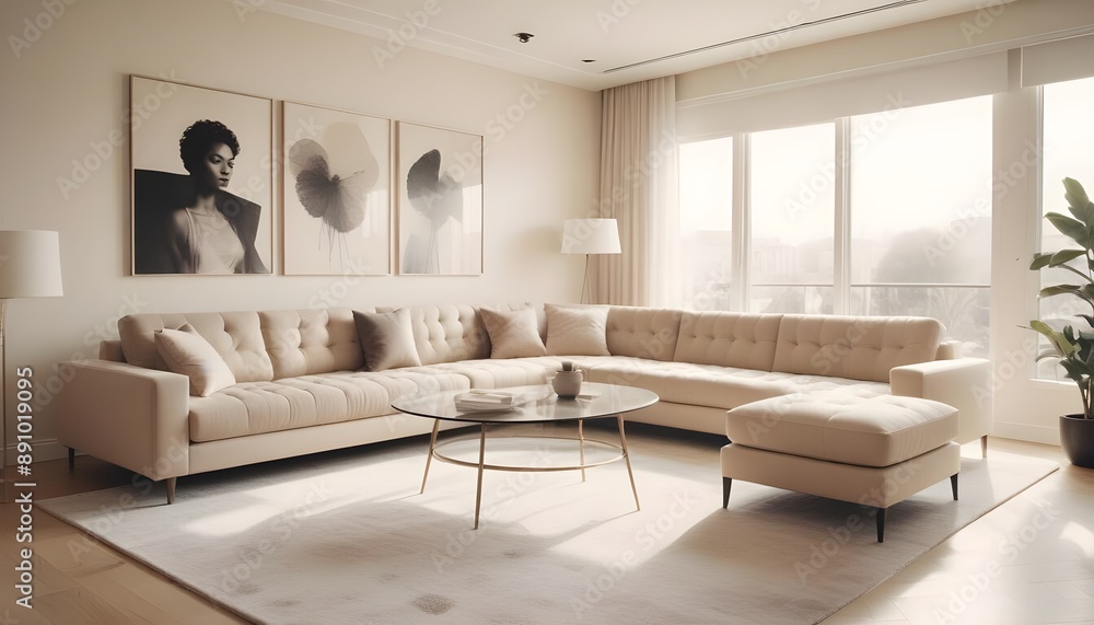 Fototapeta premium Photo interior modern design room 3d illustration