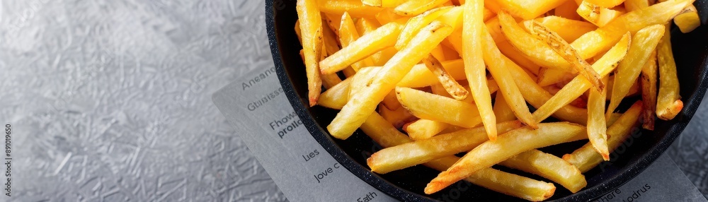A bowl of french fries with parsley on top. Concept of indulgence and comfort, as the fries are a popular comfort food. The parsley adds a touch of freshness and color to the dish A bowl of french fries with parsley on top. Concept of indulgence and comfort, as the fries are a popular comfort food. The parsley adds a touch of freshness and color to the dish