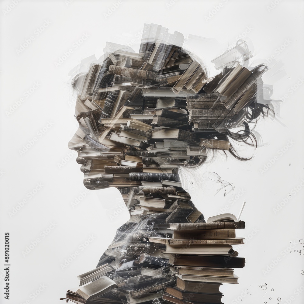 Shadows of Knowledge: Librarian Confronting Chaos in Gothic Archive Double Exposure Illustration, Generative AI Shadows of Knowledge: Librarian Confronting Chaos in Gothic Archive Double Exposure Illustration, Generative AI