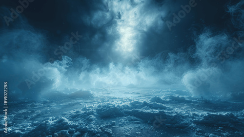 Abstract Hockey Ice Rink with Smoke and Fog - Dark Night Scene for Product Presentation