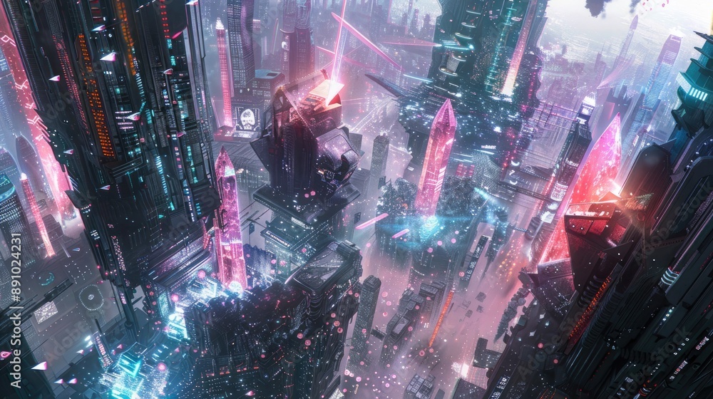 Mechanical constructs of ancient crystal and arcane energy engaged in a clash of futuristic technology amidst a cyberpunk cityscape. Mechanical constructs of ancient crystal and arcane energy engaged in a clash of futuristic technology amidst a cyberpunk cityscape.