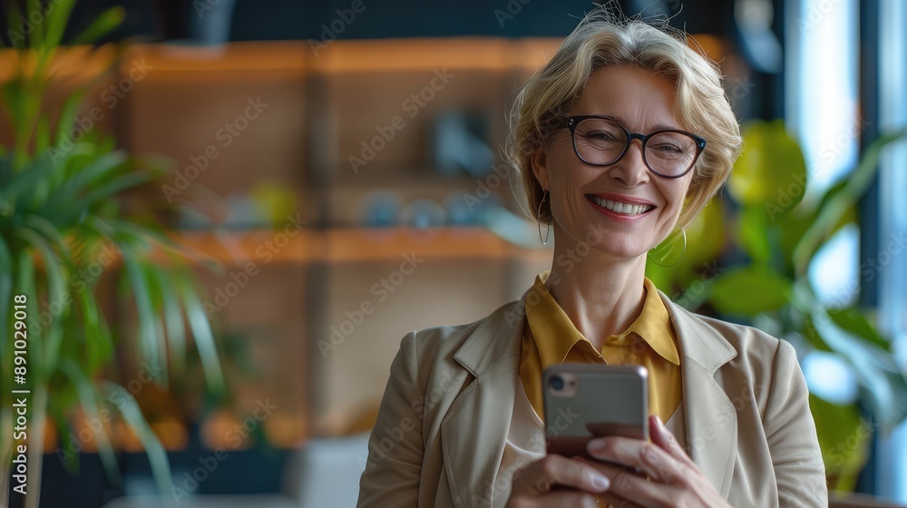 Confident Professional in Green Workspace Confident Professional in Green Workspace
