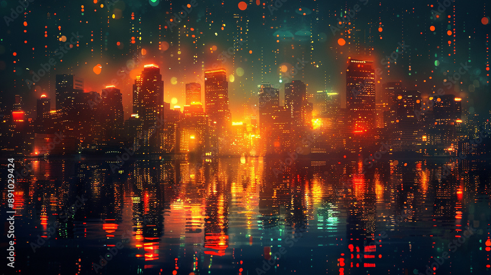 Neon Cityscape Reflection Neon Cityscape Reflection