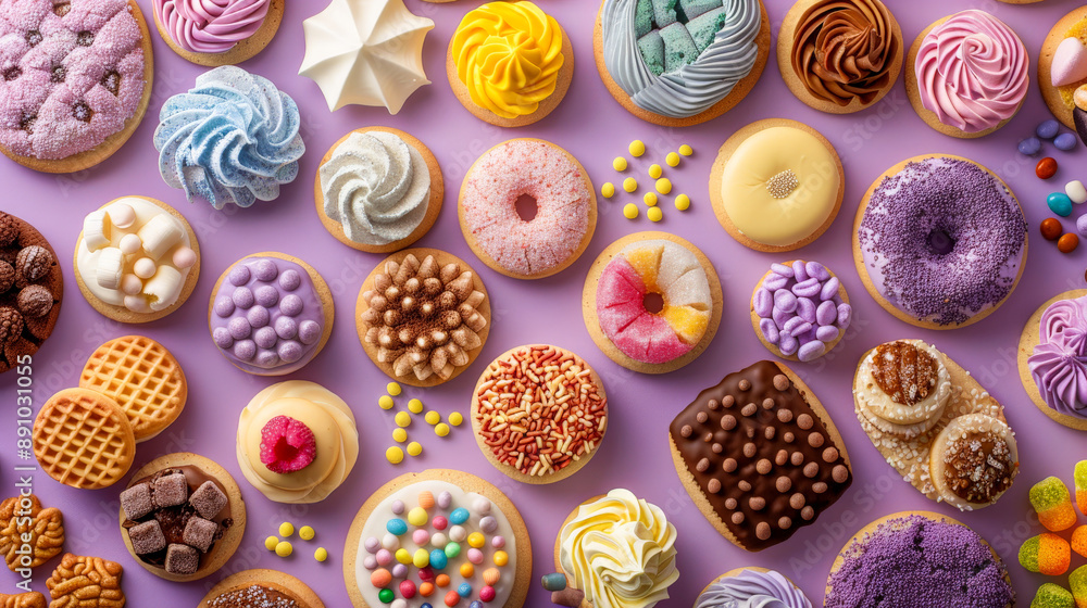Colorful Sweets and Treats Flat Lay Colorful Sweets and Treats Flat Lay