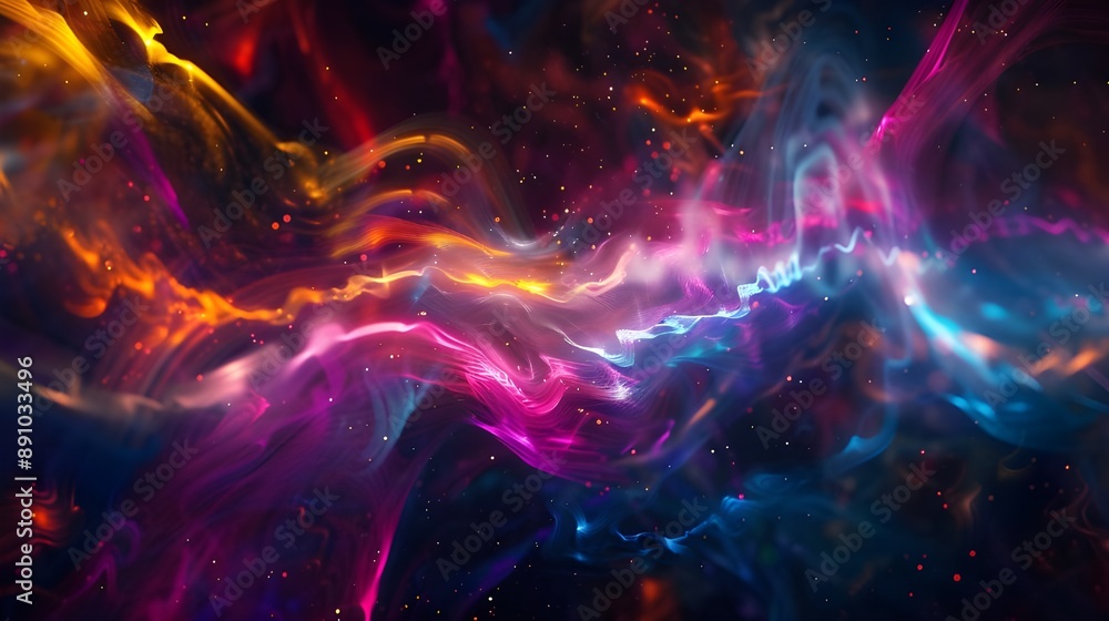 Fototapeta premium Abstract illustration image a flowing galaxy of colors and light. Generative AI