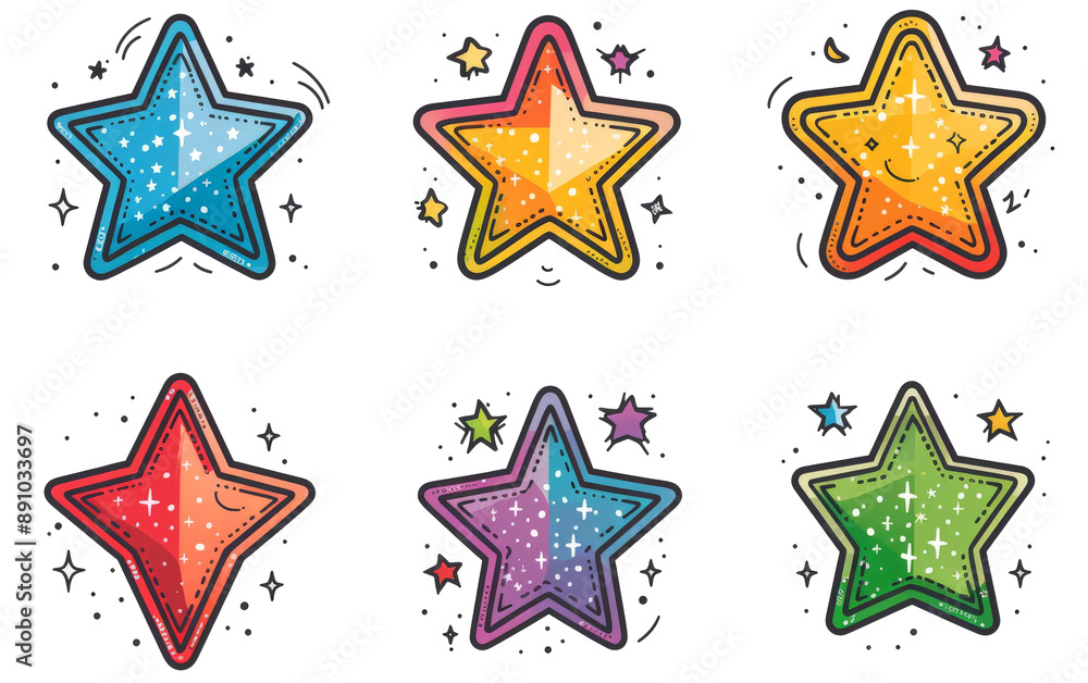 Star thin icon set. Outline icon collection. Vector illustration white background Star thin icon set. Outline icon collection. Vector illustration white background