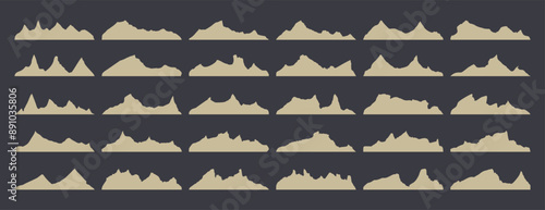set of terrain mountain peak banner with high altitude