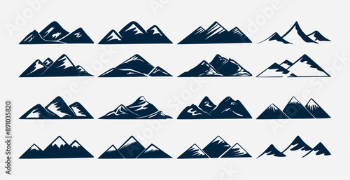 set of mountain peak silhouette banner for beauty of alps