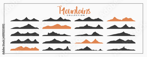 extreme terrain mountain peak silhouette on white banner design