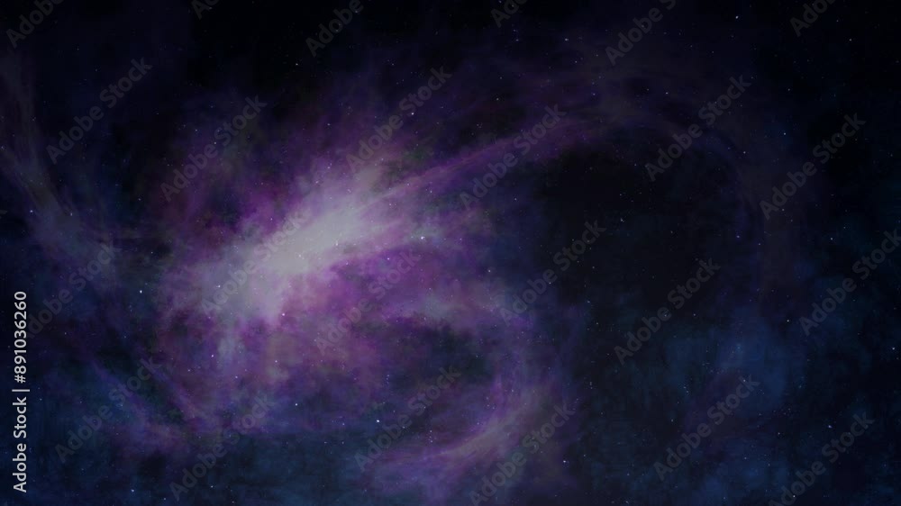 多数の星がまたたき流れ星が流れる星雲の浮かぶ夜空、ループ 多数の星がまたたき流れ星が流れる星雲の浮かぶ夜空、ループ