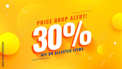 3d style price drop sale banner for best deal on selected item
