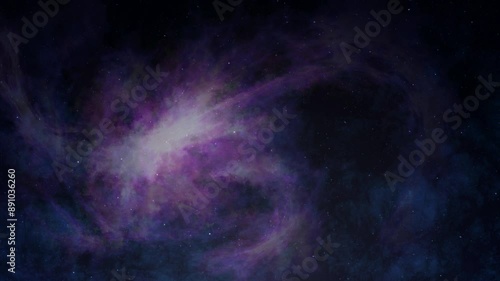 多数の星がまたたき流れ星が流れる星雲の浮かぶ夜空、ループ