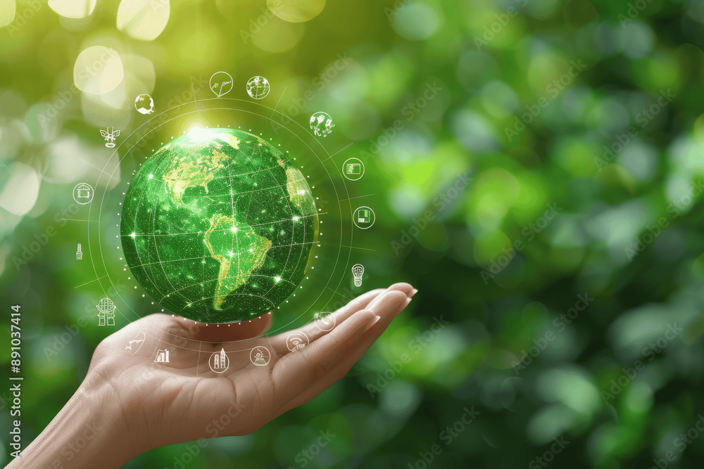 Sustainable Development Goals Concept Hands Holding Global Network with Environmental Icons on Green Background Featuring Green Technology and Environmental Technology for ESG Sustainable Development Goals Concept Hands Holding Global Network with Environmental Icons on Green Background Featuring Green Technology and Environmental Technology for ESG