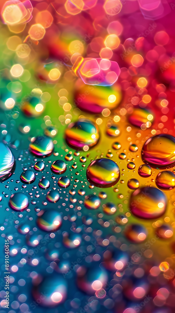Close up of water drops on colorful background Close up of water drops on colorful background