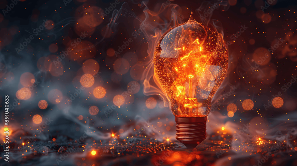 Abstract colorful light bulb with glow explosion and sparks on dark background. New creative idea and innovative thinking concept for business. Cinematic lighting, high detail, sharp focus Abstract colorful light bulb with glow explosion and sparks on dark background. New creative idea and innovative thinking concept for business. Cinematic lighting, high detail, sharp focus
