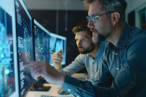 Business professional explaining cybersecurity solutions to a client, emphasizing personalized and effective protection