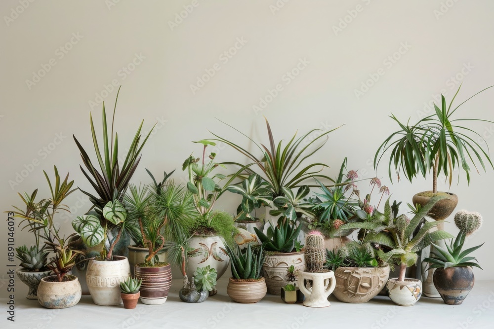 Fototapeta premium A Collection of Potted Plants in a Variety of Styles