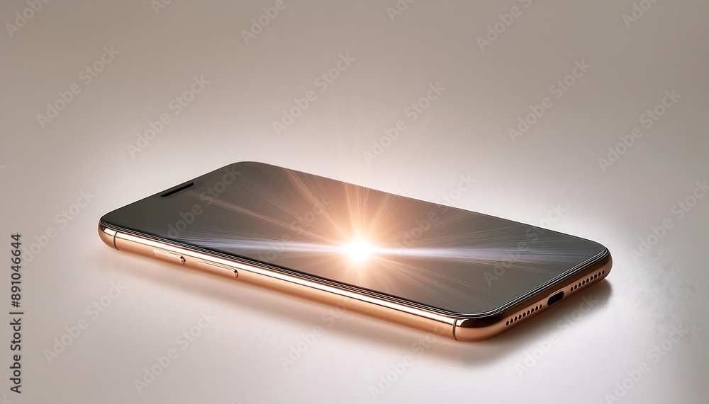 A black mobile phone lies on a white surface, its blank screen a portal to information and connection A black mobile phone lies on a white surface, its blank screen a portal to information and connection