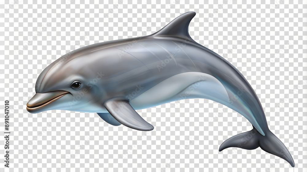 Fototapeta premium Realistic dolphin illustration on transparent background for marine themes