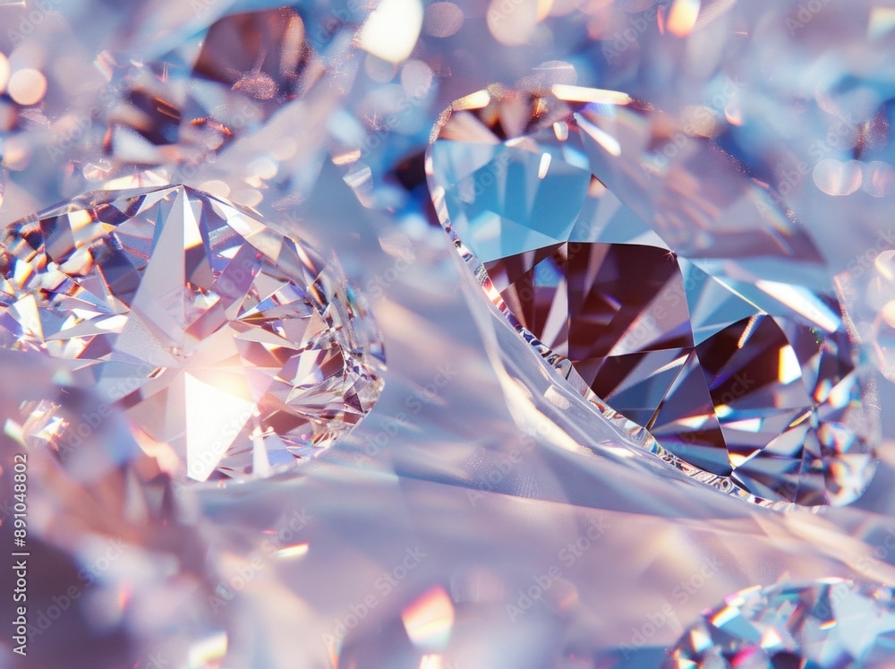 Closeup shot of sparkling diamonds illuminated by a bright light in the world of luxury and beauty Closeup shot of sparkling diamonds illuminated by a bright light in the world of luxury and beauty