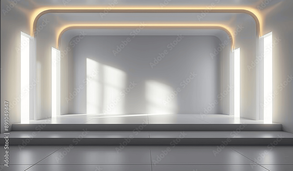 Abstract White Room with Built-In Lighting for Product Presentation Abstract White Room with Built-In Lighting for Product Presentation