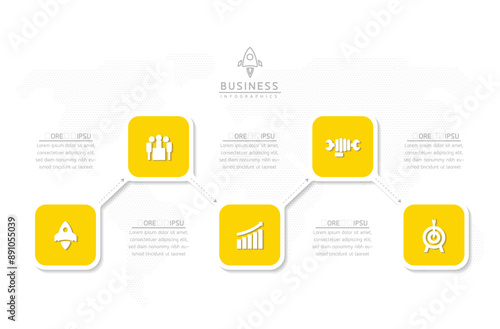 Vector infographic business presentation template connected with 5 options