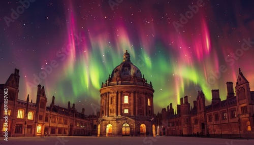 The Aurora Borealis Illuminates Radcliffe Camera in Oxford
