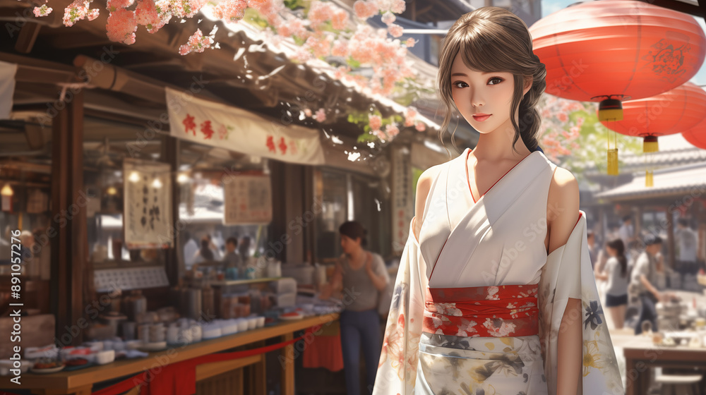 Beautiful women enjoying Japanese summer festivals. Beautiful women enjoying Japanese summer festivals.