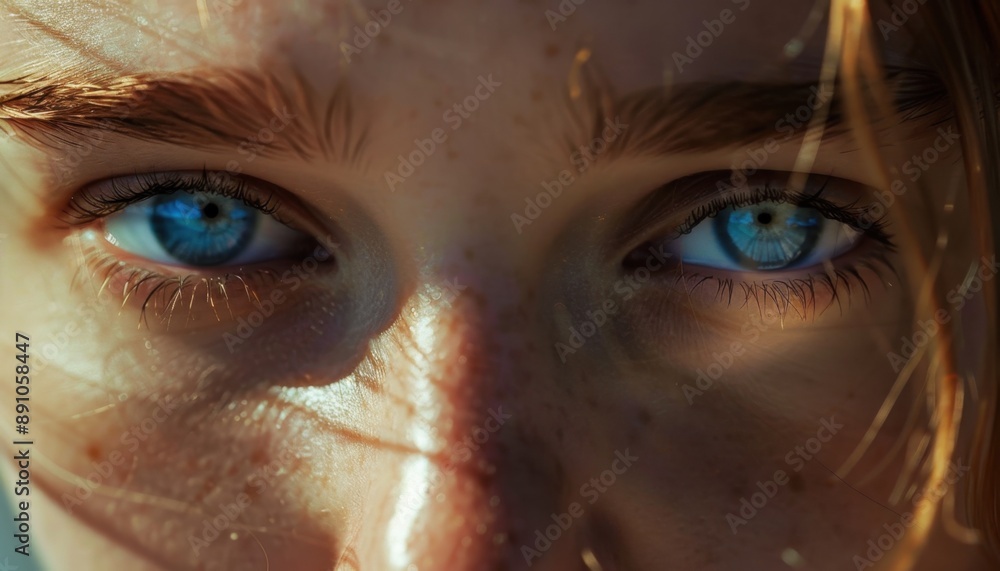 Close Up of Blue Eyes Gazing Into the Camera Close Up of Blue Eyes Gazing Into the Camera