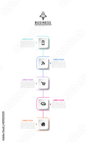 Vector infographic business presentation template connected with 5 options