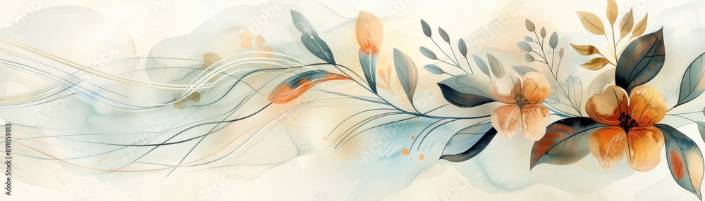 A painting of a flower bouquet with a blue background. The flowers are white and the background is a mix of blue and orange A painting of a flower bouquet with a blue background. The flowers are white and the background is a mix of blue and orange