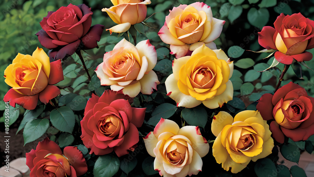 rose with an extraordinary mix of yellow and red petals rose with an extraordinary mix of yellow and red petals