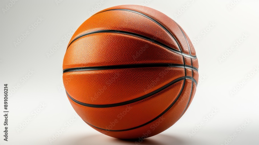 Fototapeta premium Image of orange basketball isolated on white background. Perfect for sports, fitness, basketball, team sports, sports equipment, and active lifestyle concepts.