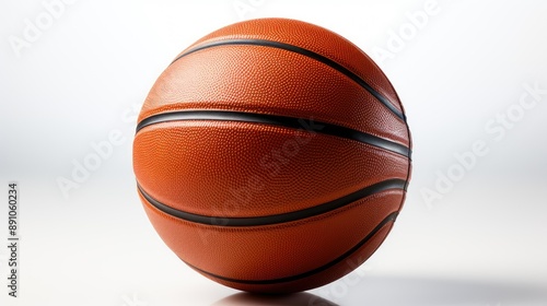 Close up image of orange basketball isolated on white background. Perfect for sports, fitness, basketball, team sports, sports equipment, and active lifestyle concepts.