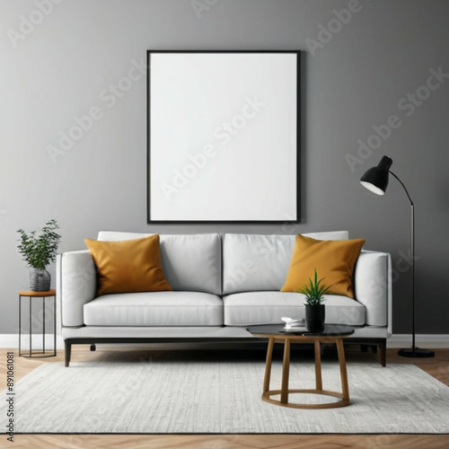 Modern Interior Background Empty Frame Mockup