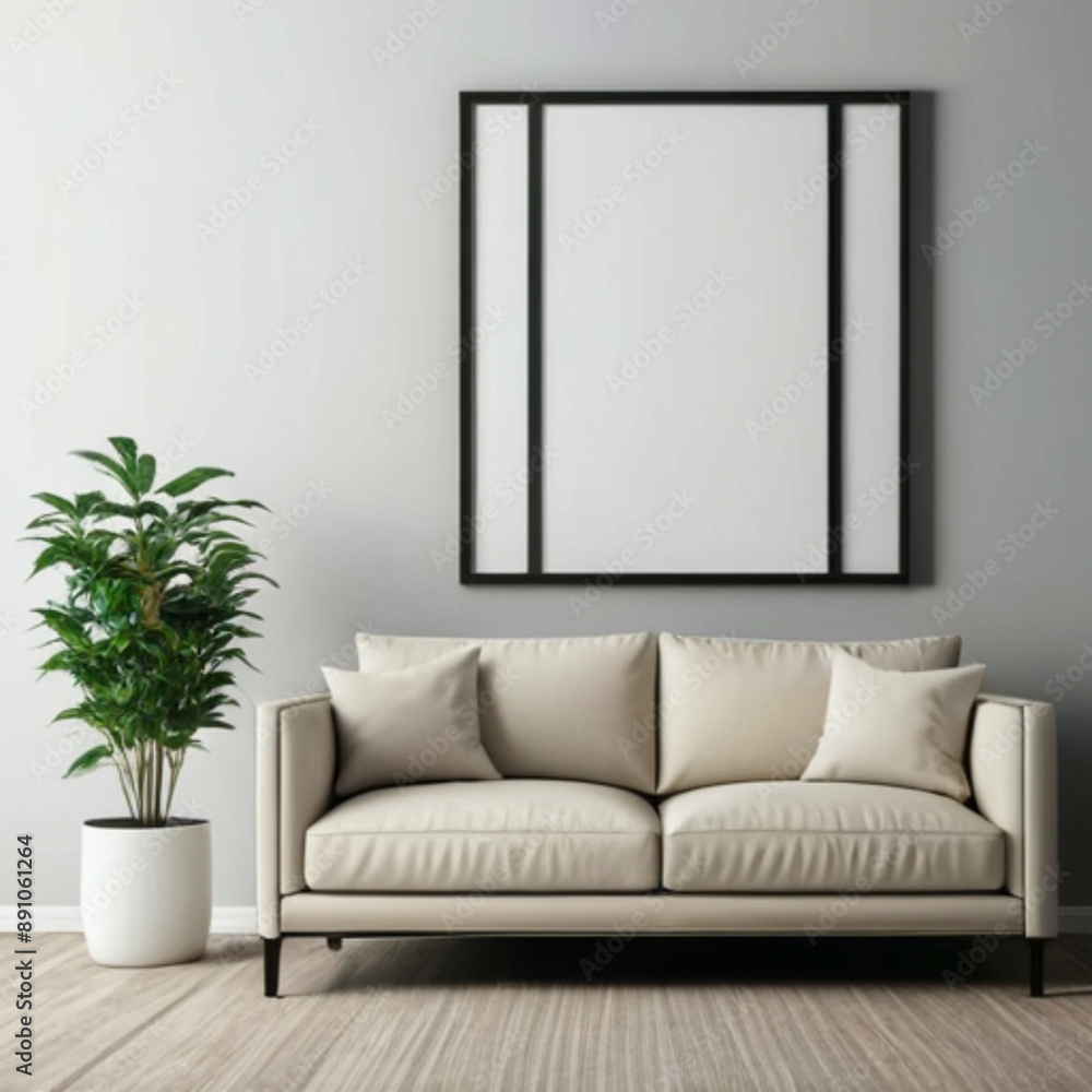 Modern Interior Background Empty Frame Mockup Modern Interior Background Empty Frame Mockup