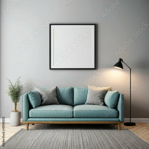 Modern Interior Background Empty Frame Mockup