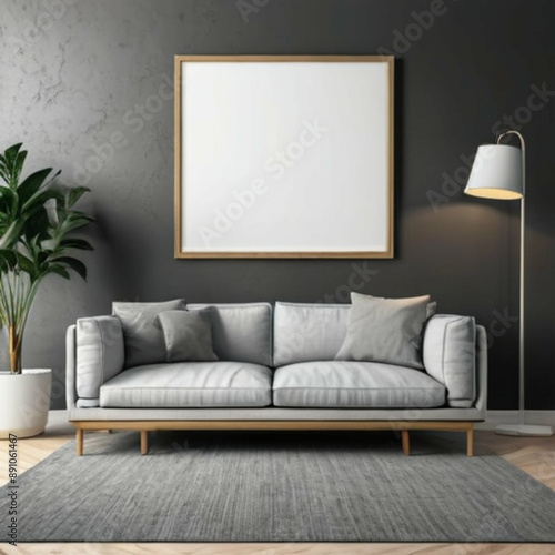 Modern Interior Background Empty Frame Mockup
