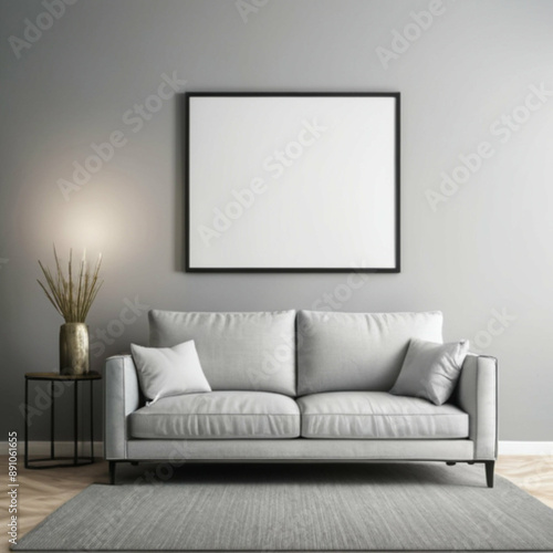 Modern Interior Background Empty Frame Mockup