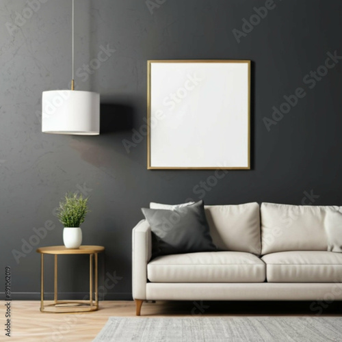 Modern Interior Background Empty Frame Mockup
