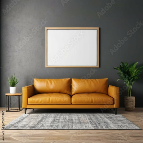 Modern Interior Background Empty Frame Mockup