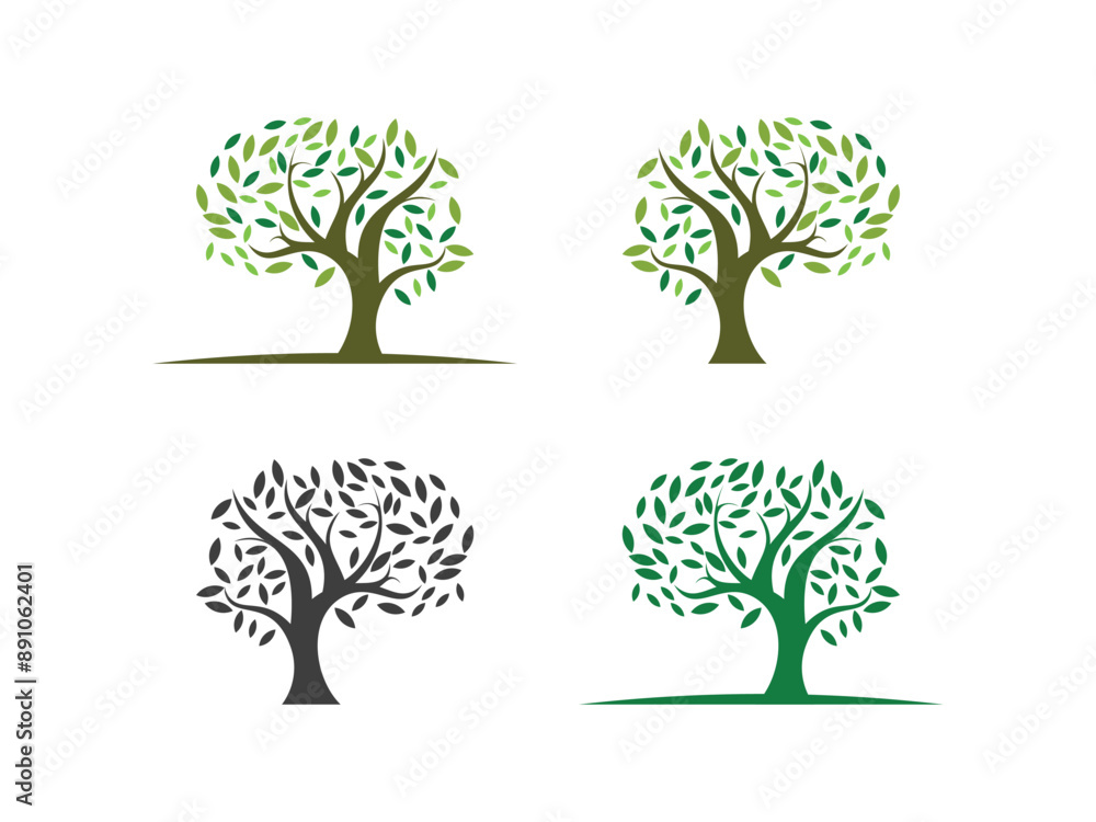 Obraz premium vector tree silhouette logo symbol template 