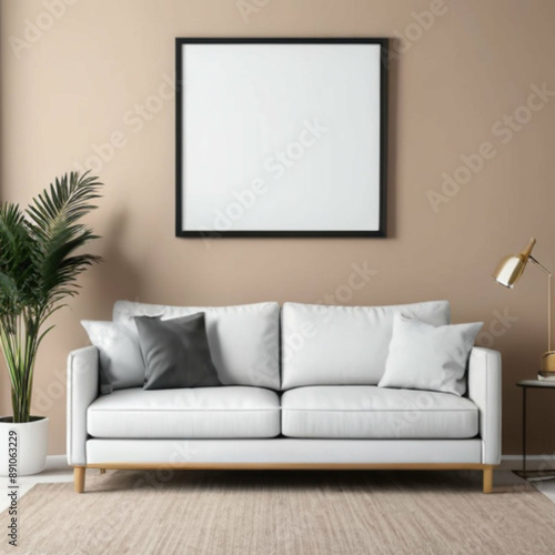 Modern Interior Background Empty Frame Mockup
