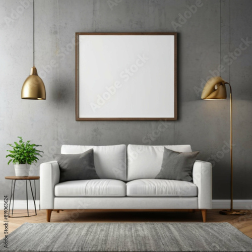 Modern Interior Background Empty Frame Mockup