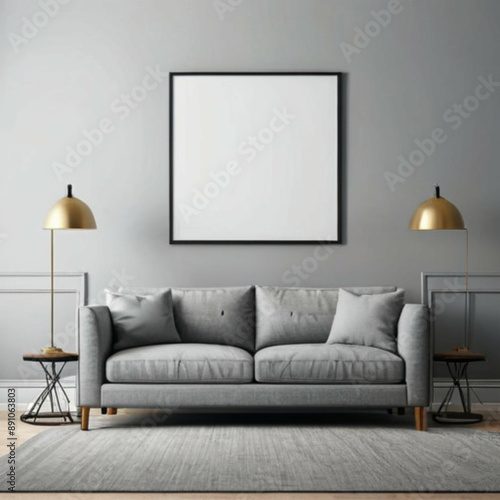 Modern Interior Background Empty Frame Mockup