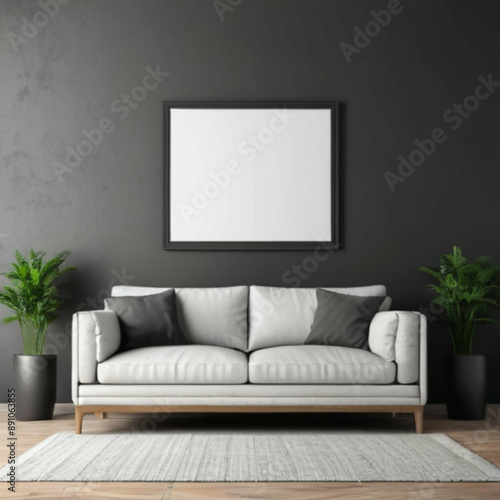 Modern Interior Background Empty Frame Mockup