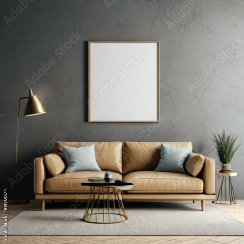 Modern Interior Background Empty Frame Mockup