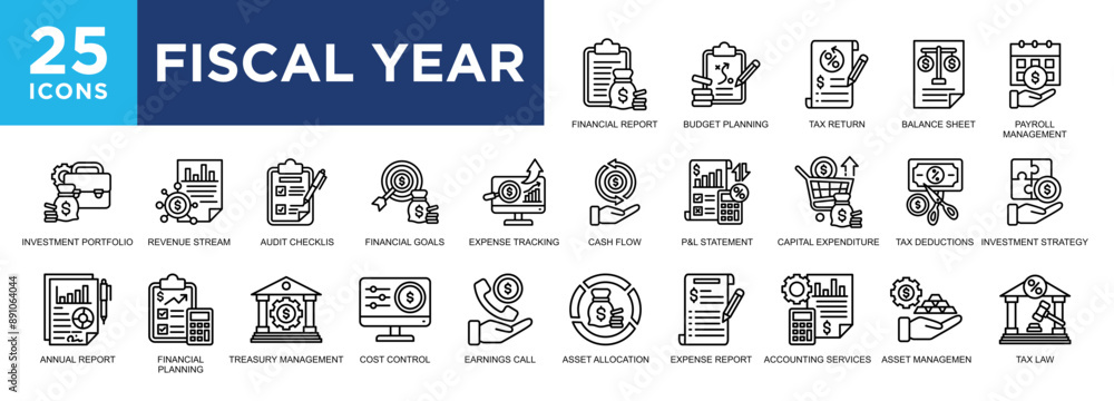 Fiscal Year, business, year, finance, fiscal, financial icon set. icons collection. Simple vector illustration Fiscal Year, business, year, finance, fiscal, financial icon set. icons collection. Simple vector illustration